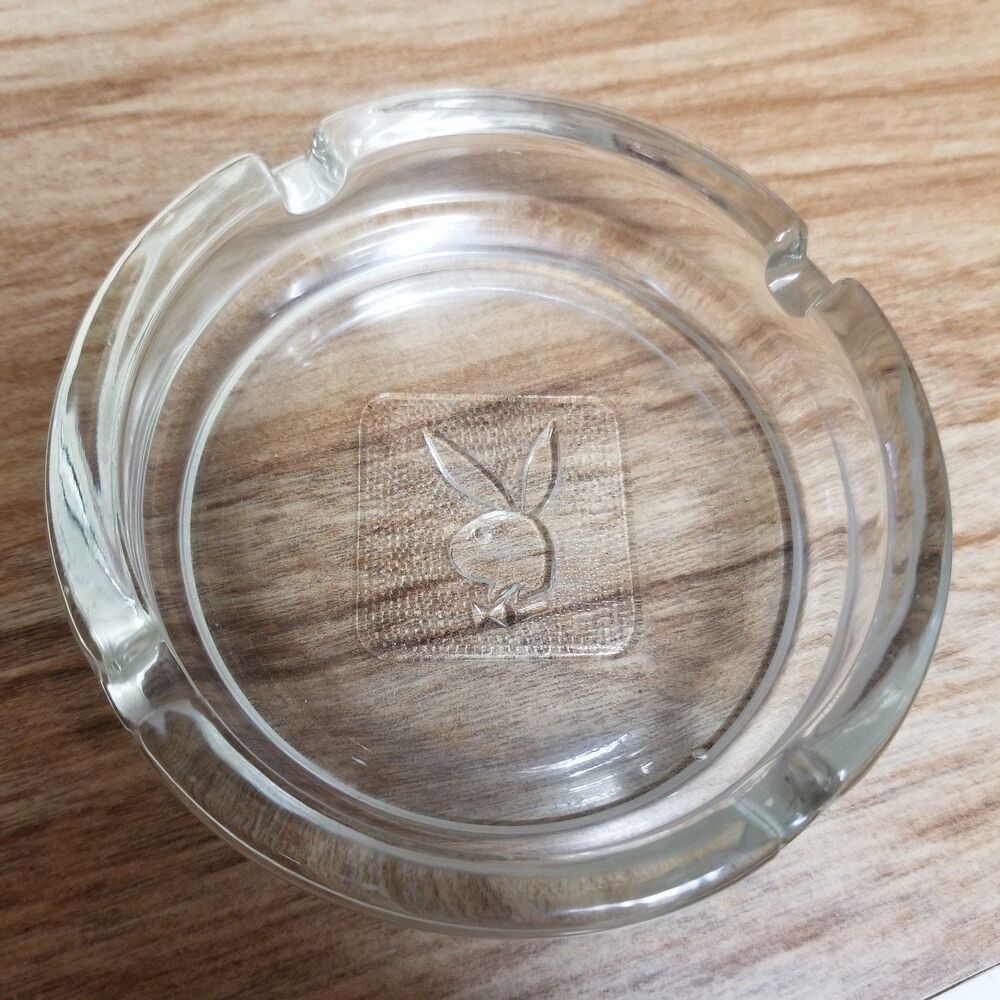Vintage Playboy 4" glass ashtray with bunny 70s